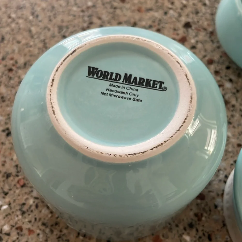 Mason Jar Measuring Cup Set World Market 4 pc Set Ceramic 1/4 to 1 Cup Teal Blue